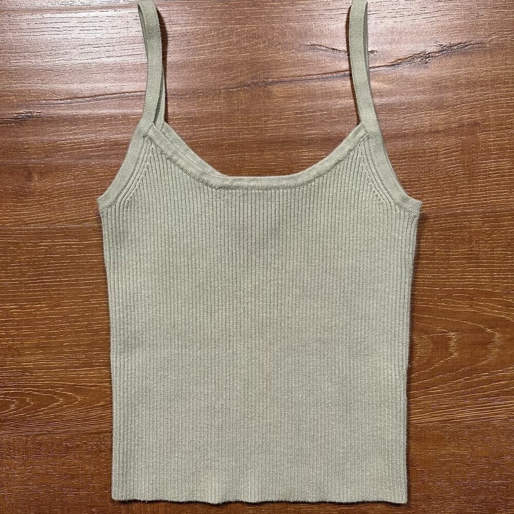 Rhythm Ribbed Cropped Tank Top Womens S Gray Elevated Essential Stretch City